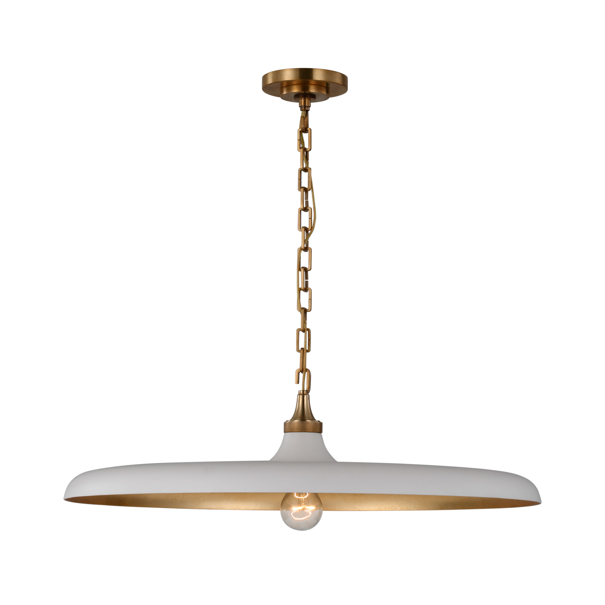 Piatto Large Pendant (Brass & White) - Bloomingdales Lighting